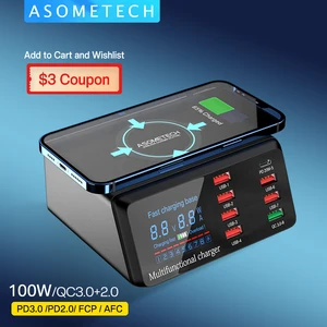 100w 8 ports usb charger quick charge 3 0 adapter hub wireless charger charging station pd fast charger for iphone 11 samsung free global shipping