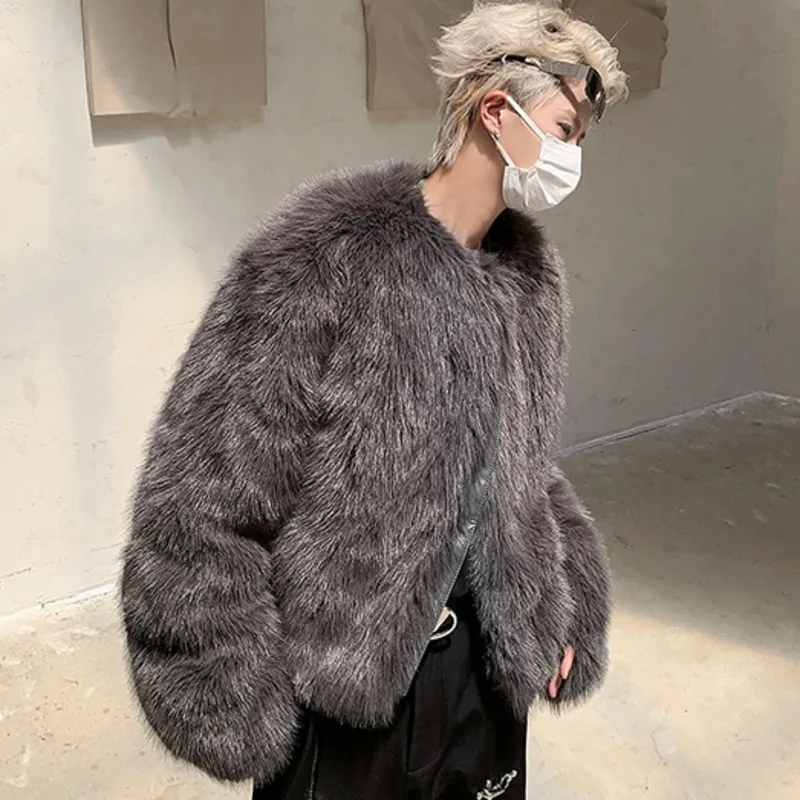 PFHQМужские утепленные куртки из искусственного меха осенние теплые лисьего