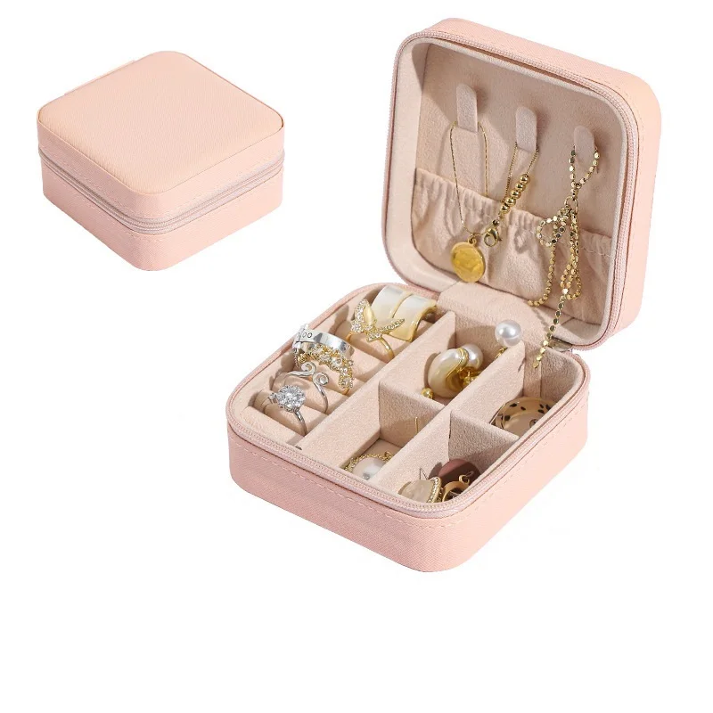 PU Leather Jewelry Package Box With Many Compartments Multiple Colorways Zipper Closure For Easy Storage Best Gift For Women