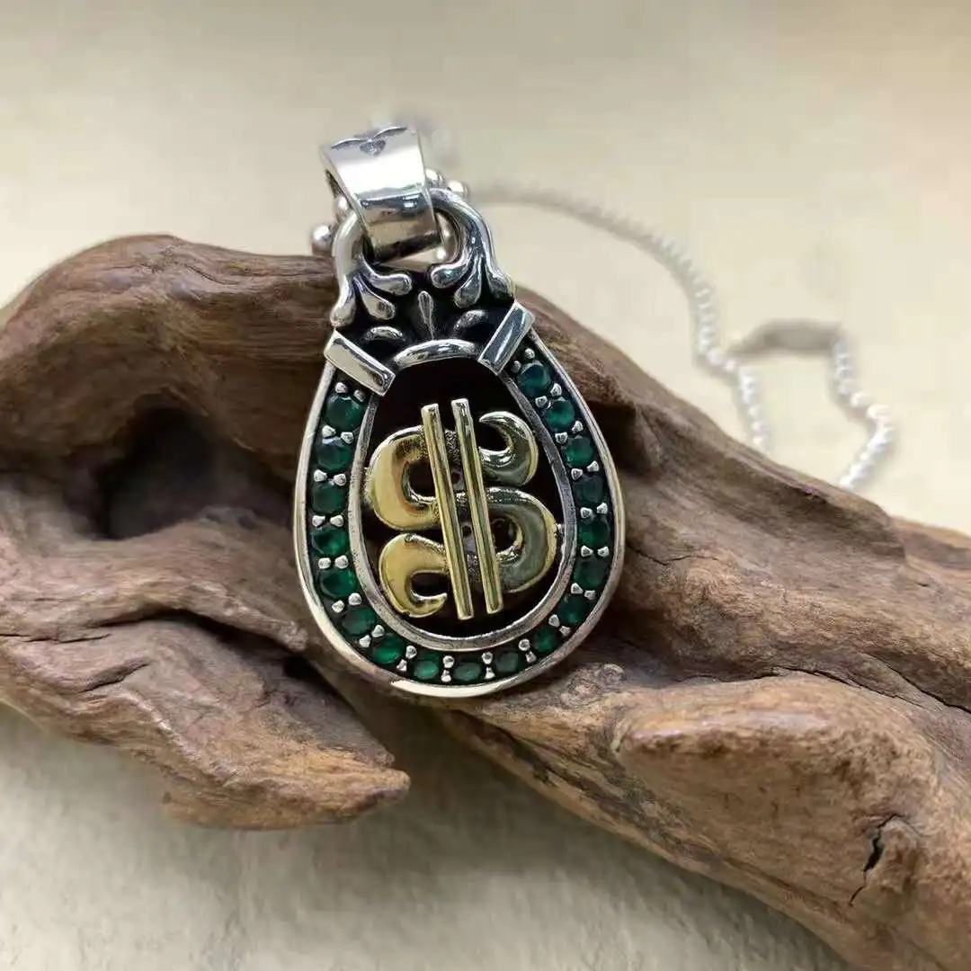 Мужская и женская цепочка с подвеской в виде символа доллара серебро 925 пробы