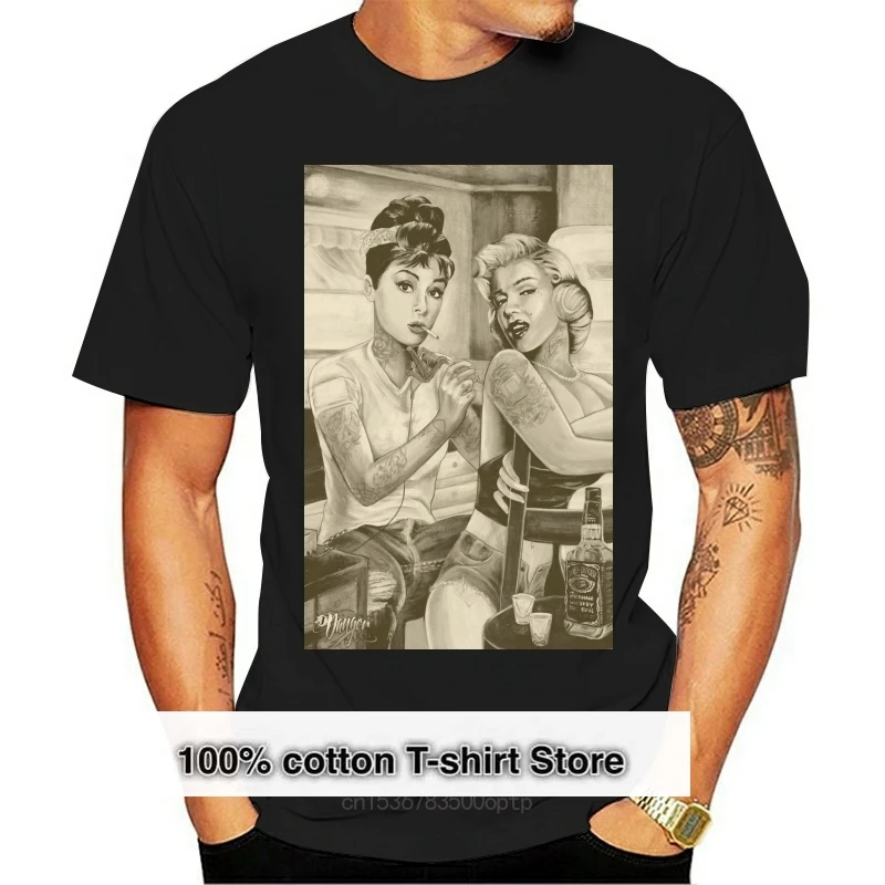 

Graphic T- Shirt Marilyn Monroe & Audrey Hepburn Hip Hop Urban Men Women Unisex Street Wear Fashion Tee Shirt