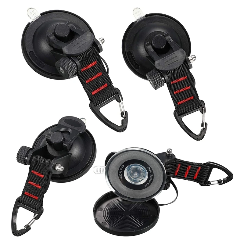 

Heavy Duty Suction Cups With Hooks With Securing Hook Strong Power For Awning Boat Camping Trap 4 Pcs
