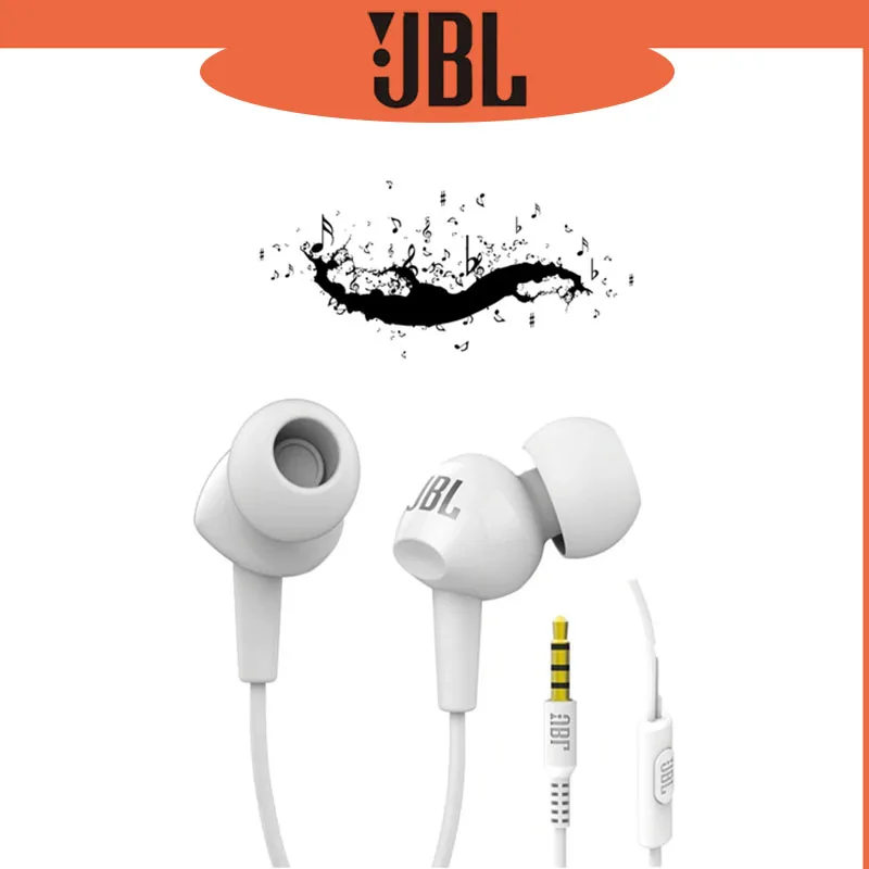Фото Наушники-вкладыши JBL C100SI с круглым разъемом 3,5 мм, проводные, с глубокими басами, стереозвуком и микрофоном для звонков без помощи рук, для IOS и Android. №5