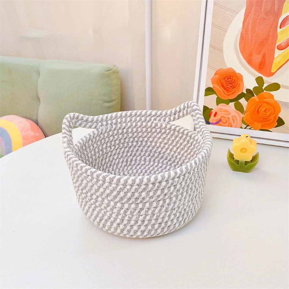 

Cotton Basket Soft Handmade Woven Basket Storage Basket Plant Basket Baskets Desktop Cosmetic Containers Gifts Room Organizer