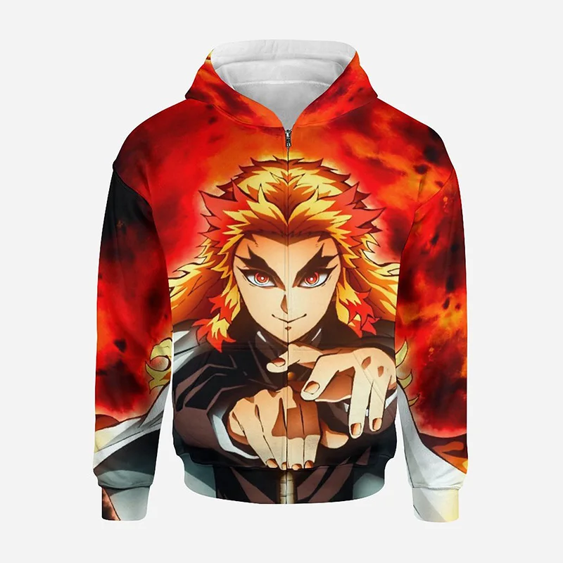 

Толстовка с капюшоном для мужчин и женщин, аниме рассекающий демонов, на молнии, модная 3d-одежда kimetsu no yaiba, худи в стиле Харадзюку, пуловеры