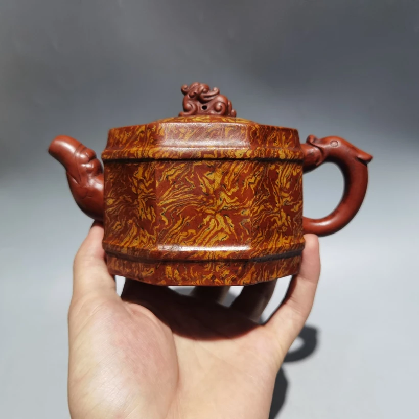 

Китайский исинский стеклянный восьмиугольный горшок из красной глины Lu Yaochen 450 куб. См