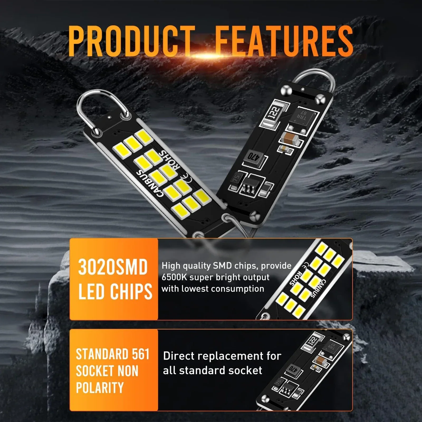 Автомобильная сверхъяркая фестон C5W 44 мм 2P постоянный ток 12 В 561 562 567 564 3020 шт.