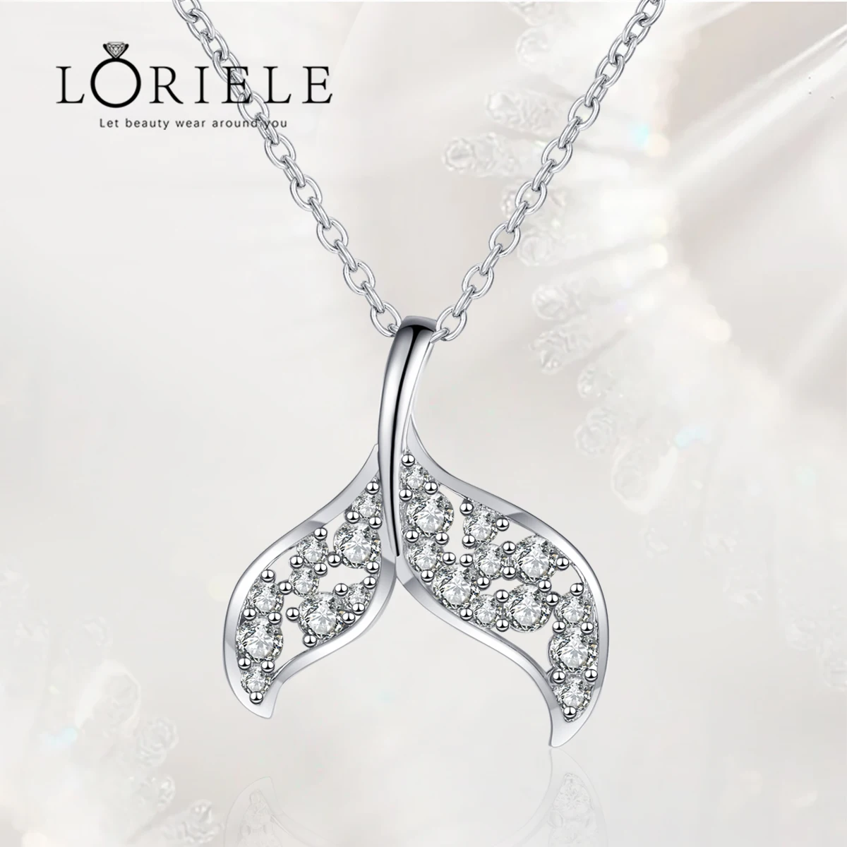 

LORIELE 925 Sterling Silver Mermaid Tails Pendant Necklace Pass Diamond Test Moissanite Good Luck Necklace Gift for Girls Women
