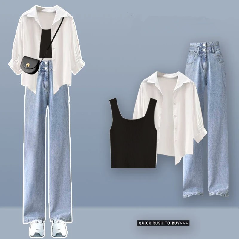 Женский Повседневный костюм в Корейском стиле белая Солнцезащитная рубашка