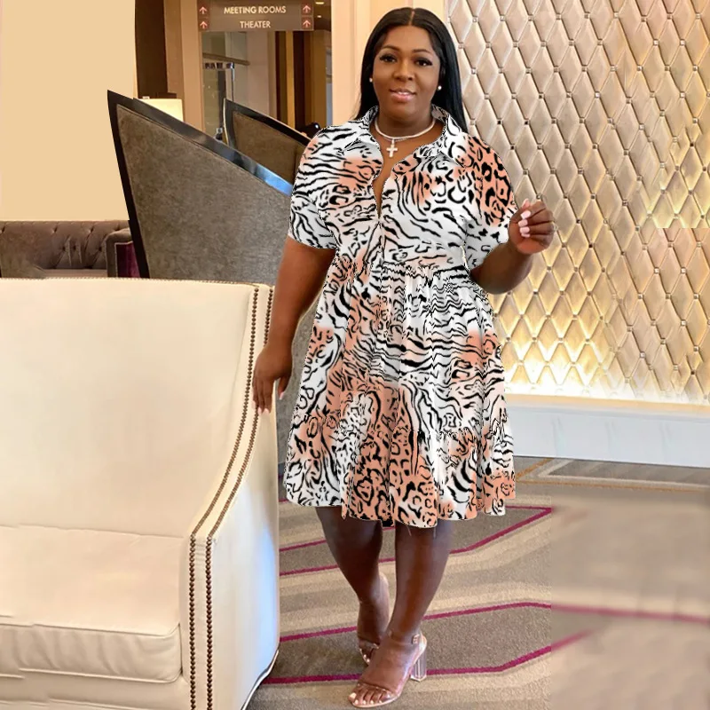 Plus Size Floral Loose Dress Striped V Neck Elegant Women Clothing Chubby Female Luxury Robe 2023 Summer Trendy Party Wide Dress
