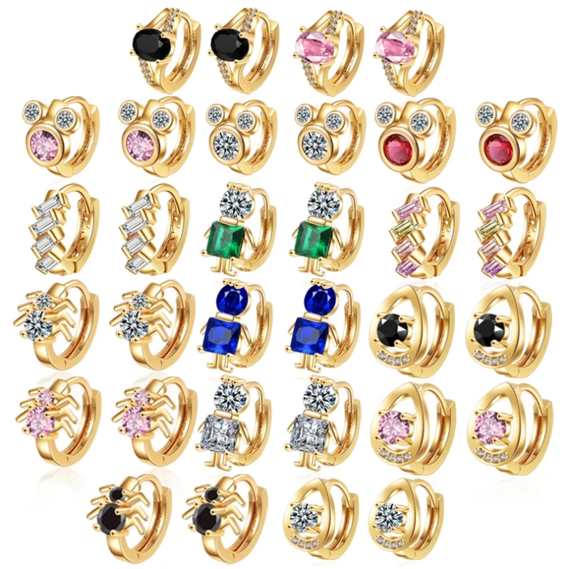 

Fine Spider Multiple Colors Zircon Earrings Jewelry For Women Fabrication Luxury 18K Gold Ear Accessories Gifts