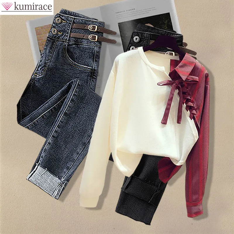 

Весенний новый элегантный женский брючный комплект с прострочкой, персонализированная футболка, куртка, брюки, комплект из двух предметов, женский спортивный костюм для отдыха