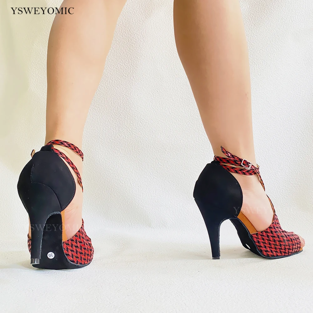 Latin Dance Shoes Female Sexy Women Latin Dance Shoes Standard Dance Dress Practice Latin Bachata Competition Dance Heels 10cm