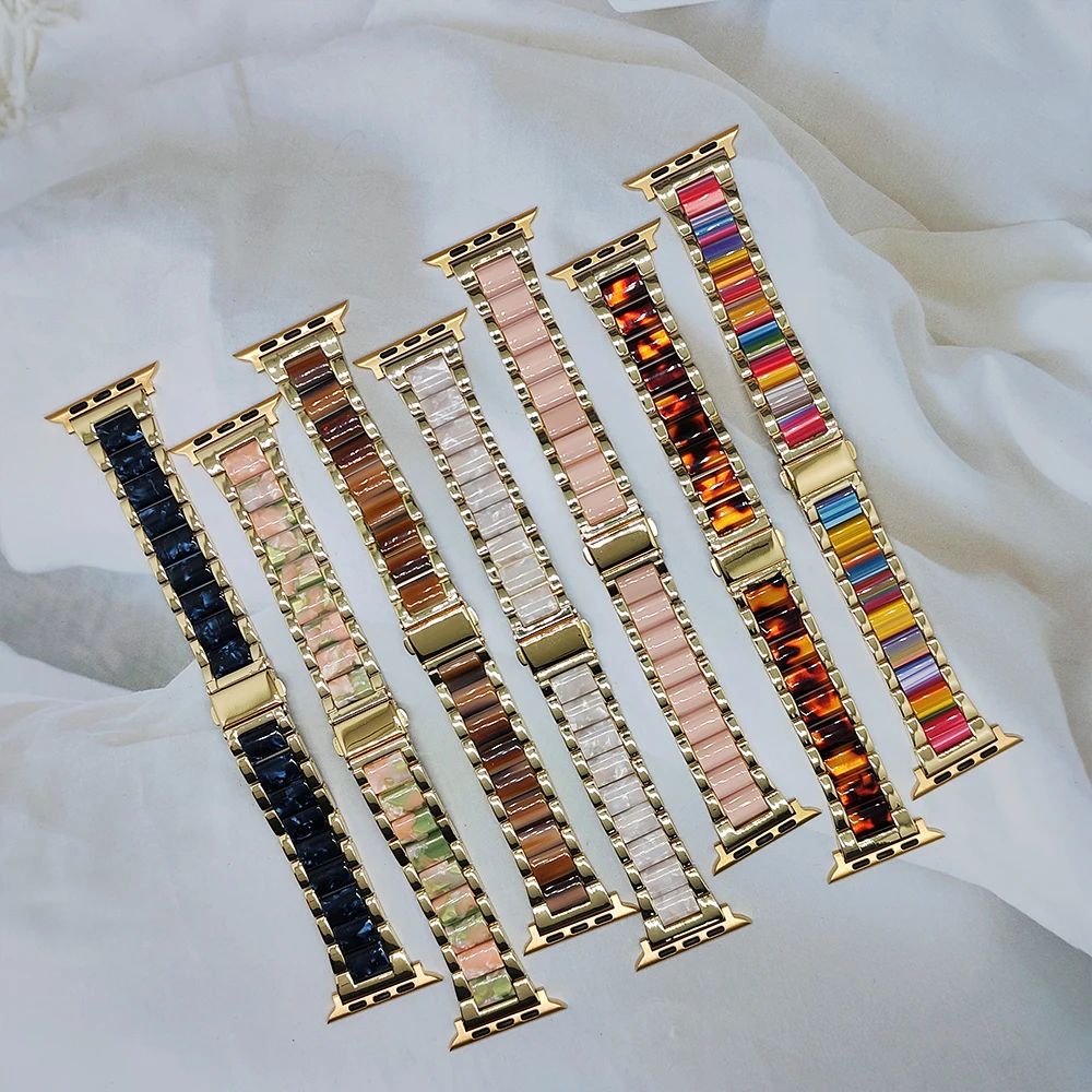 Women Wristband for Apple Watch Band 6 Se 5 4 40mm 44mm 8 7 41mm 45mm Steel+resin Bracelet for IWatch Ultra 49mm 38mm 42mm Strap