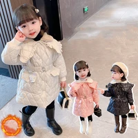 girls kids coat jacket overcoat cotton 2022 solid warm plus thicken velvet winter sports teenager school childrens clothing