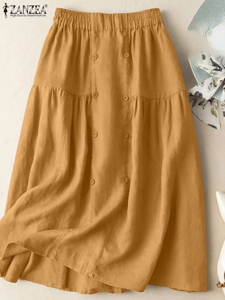 

Женская однотонная Свободная юбка зауженного кроя, винтажная хлопковая юбка оверсайз в стиле ретро, повседневная Праздничная модная юбка ...