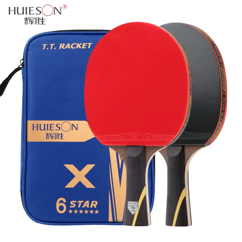 

Huieson 6 Star Table Tennis Racket Sets Ping Pong Rackets Long Handle Short Handle Double Face Pimples-in Rubbers with Bag