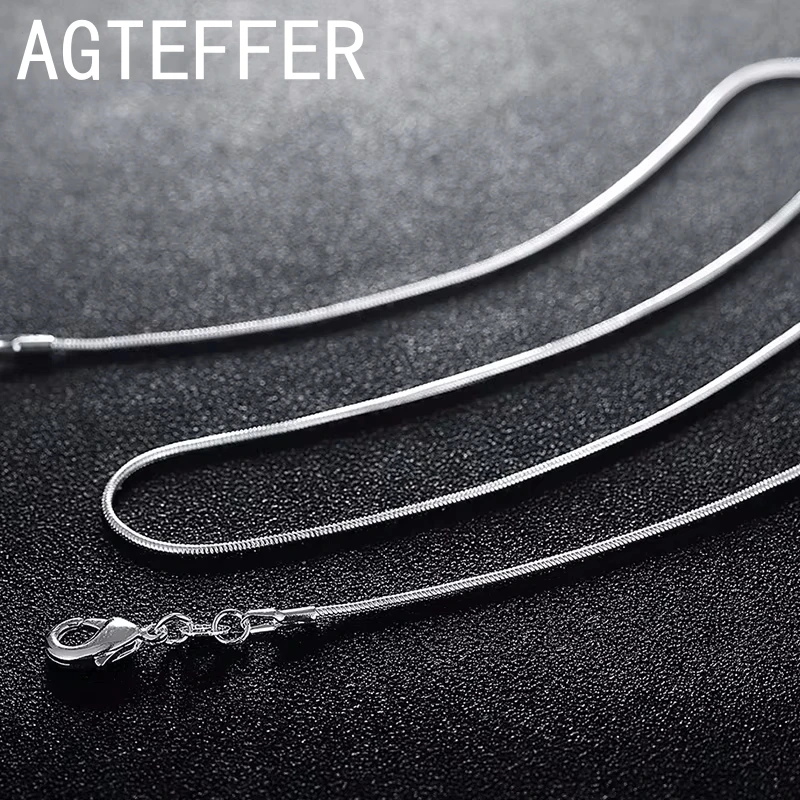 Ожерелье из стерлингового серебра 925 пробы 1 мм 2 3 16/18/20/22/24/26/28/30 дюймов цепочка в