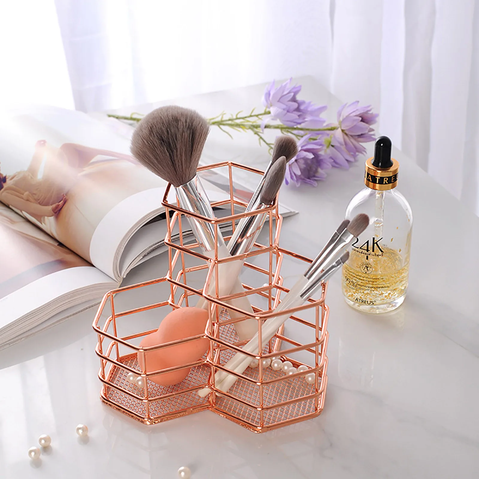 Железный Держатель для карандашей и кистей макияжа 3 в 1 |