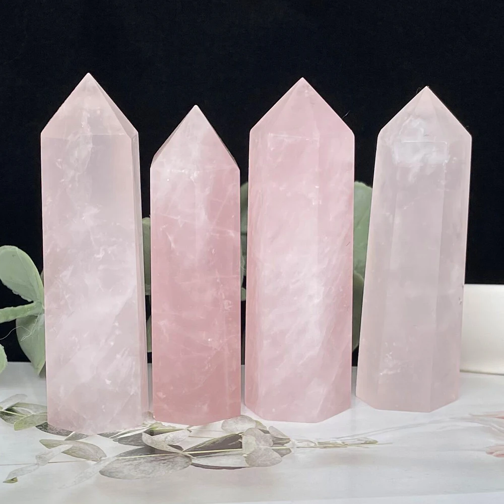 

Natural Rose Quartz Tower Room Decor Raw Healing Crystals Pink Crystal Stone Witchcraft Aquarium Home Decoration Festival Gift