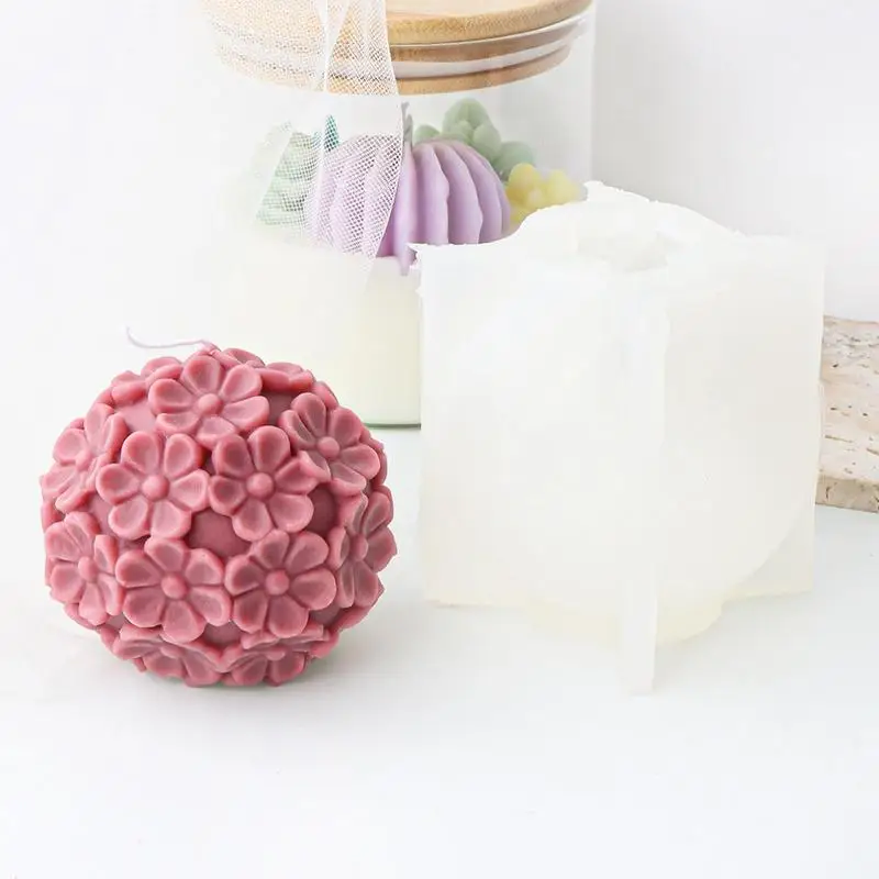 

Flower Ball Candle Mold Silicone Round Molds DIY Candle Making Minimalistic Epoxy Resin Sphere Molds For DIY Dining Coffee Table