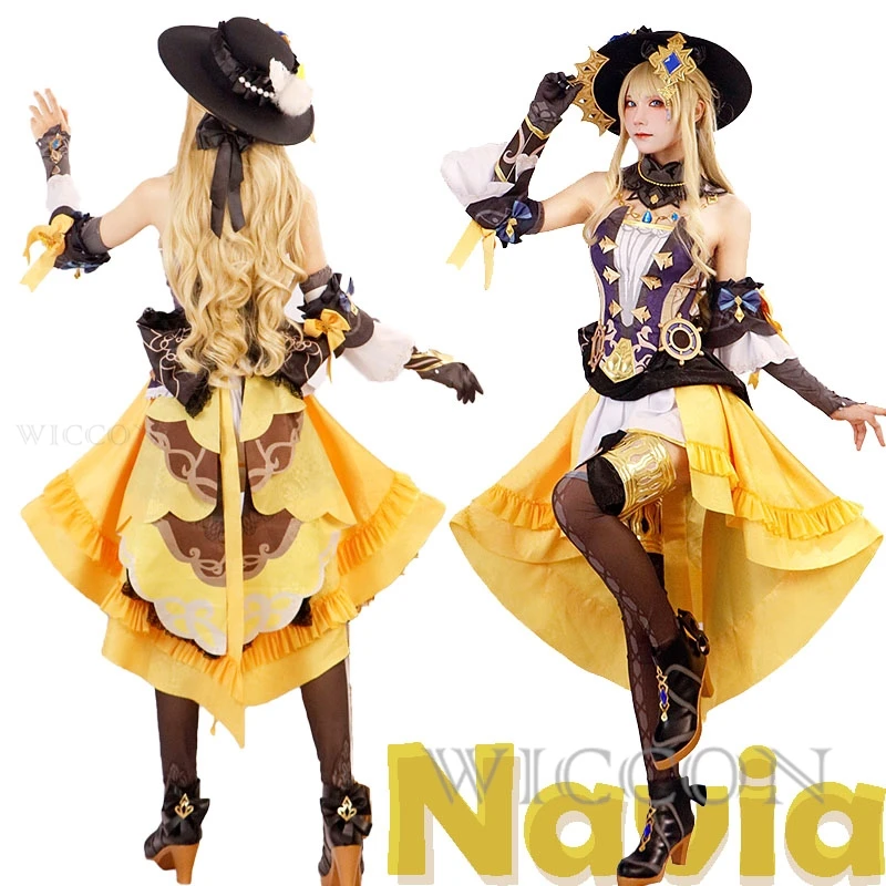 Парик для косплея Navia Genshin Impact новый полный комплект париков Хэллоуина