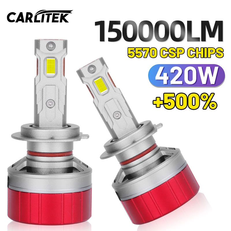 

Фары головного света CARLitek F5 150000LM H7 H4 H11 Светодиодный, 420 Вт, высокая мощность H1 H8 H9 HB4 HB3 9005 9006 9012 Turbo Lamp 6000K, белые Автомобильные фары