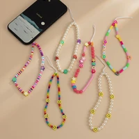 hi man fruit letters flower smile face spacer beads mobile phone chain jewelry women handmade acrylic soft pottery pearl