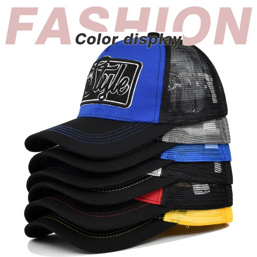 3D Letter Embroidery Color Matching Mesh Cap Men Women Outdoor Casual Baseball Cap Fashion Sunscreen Curved Brim Cap