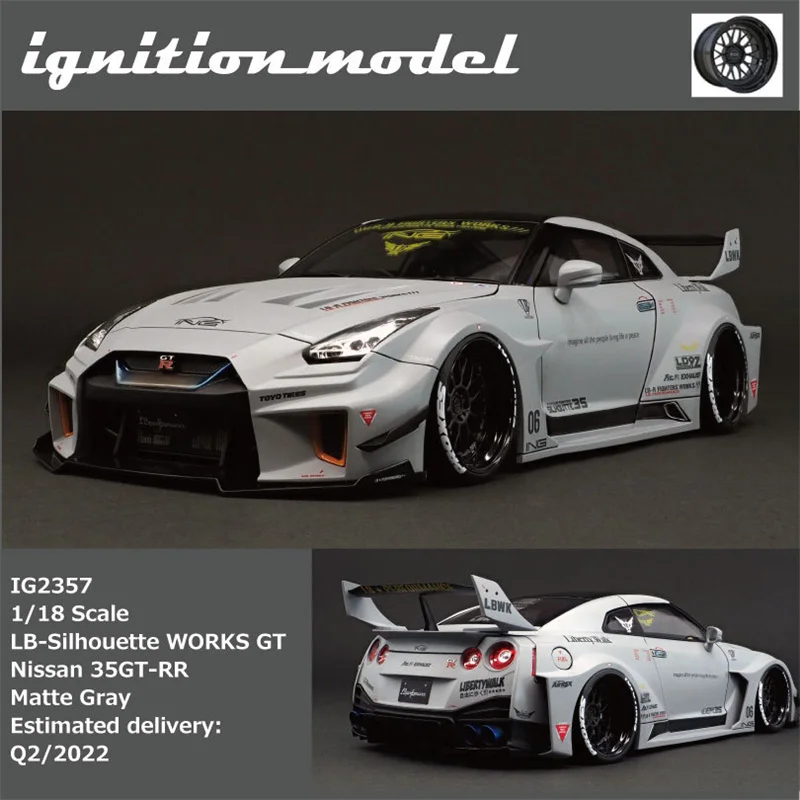

IG 1:18 For LB-Silhouette WORKS GT Nissan GTR 35GT-RR Diecast Model Car Toys Hobby Matte Gray Collection Ornaments Display