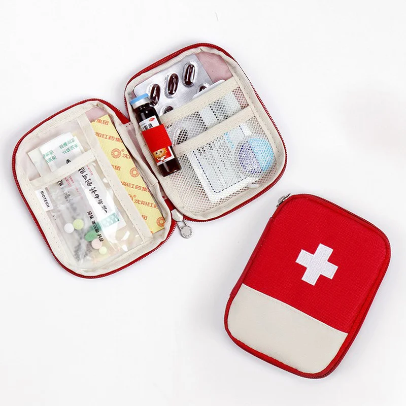 Portable First Aid Kit 2 Colors Emergency Bag Outdoor Travel Camping Home Small Bag Carrying Survival Bag Pill Case