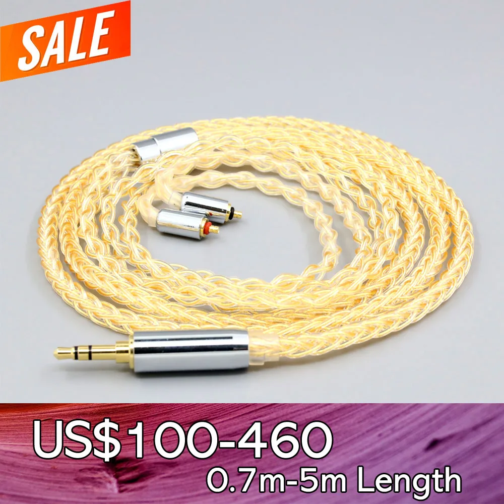 8 Core 99% 7n Pure Silver 24k Gold Plated Earphone Cable For Etymotic EVO Multi-Driver IPX T2 Pin LN008425