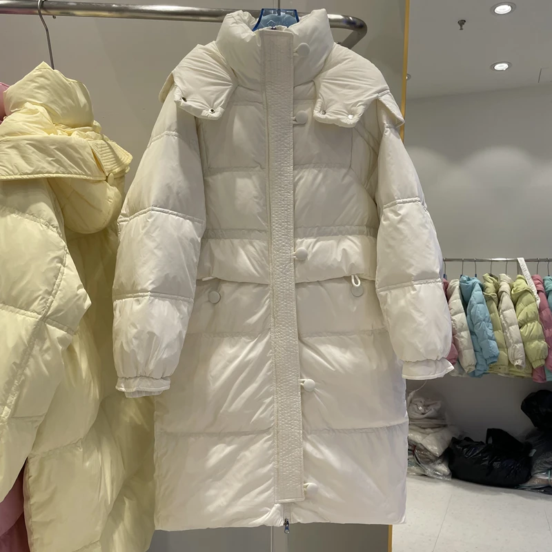 

2022 Autumn Winter Ladies Down Jackets Korean Style Women White Duck Down Overcoats Thicken Warm Female Loose Hooded Coats A104