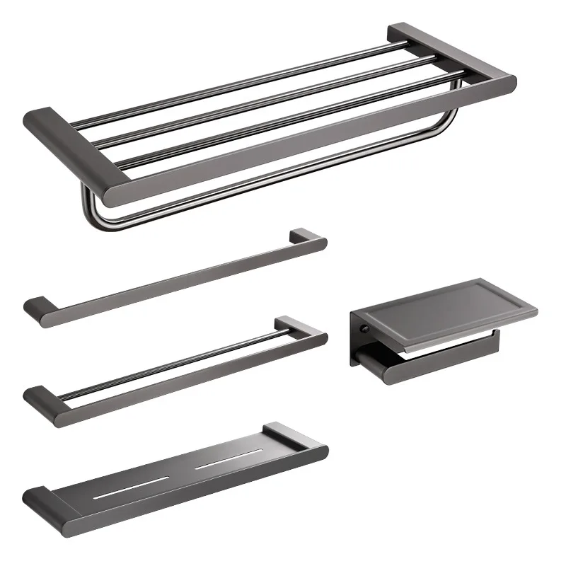 

Grey 304 Stainless Steel Bath Towel Rack Towel Rack Bathroom Storage Rack Bathroom Hardware Set