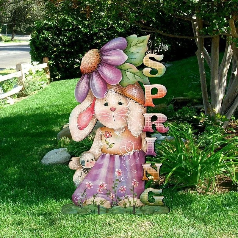 

Large Easter Bunny Hanging Wall Door Sign Garden Courtyard Decoration Holiday Birthday Party Decoration Props Cute Rabbit Decor
