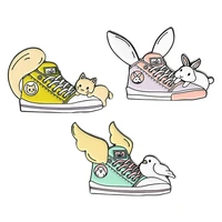 creative shoes bird brooch alloy paint kitten cartoon clothes pin dripping oil rabbit anti glare buckle lapel pin