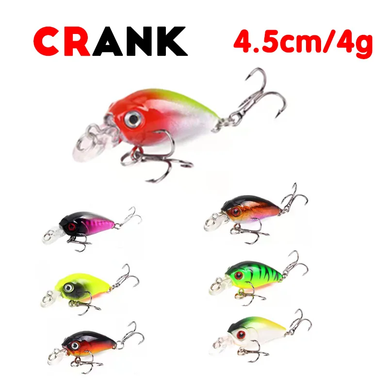 

1Pcs Crank Bait Fishing Lure 4.5cm 4g Hard Wobbler Fat Crank Lure Tackle Artificial Bait 3D Eyes Luya Painting Hard Bait New