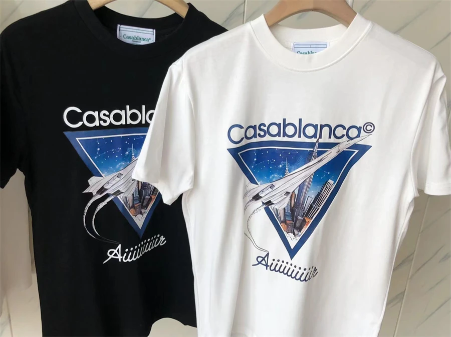 

New Triangle Casablanca T-Shirt Men Women Short Sleeve Classic Logo Print Tee Top y2k