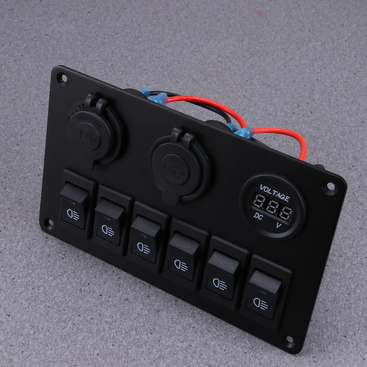 

6 Way Switch Panel Fog Headlight Control with Dual USB for Car (Black)
