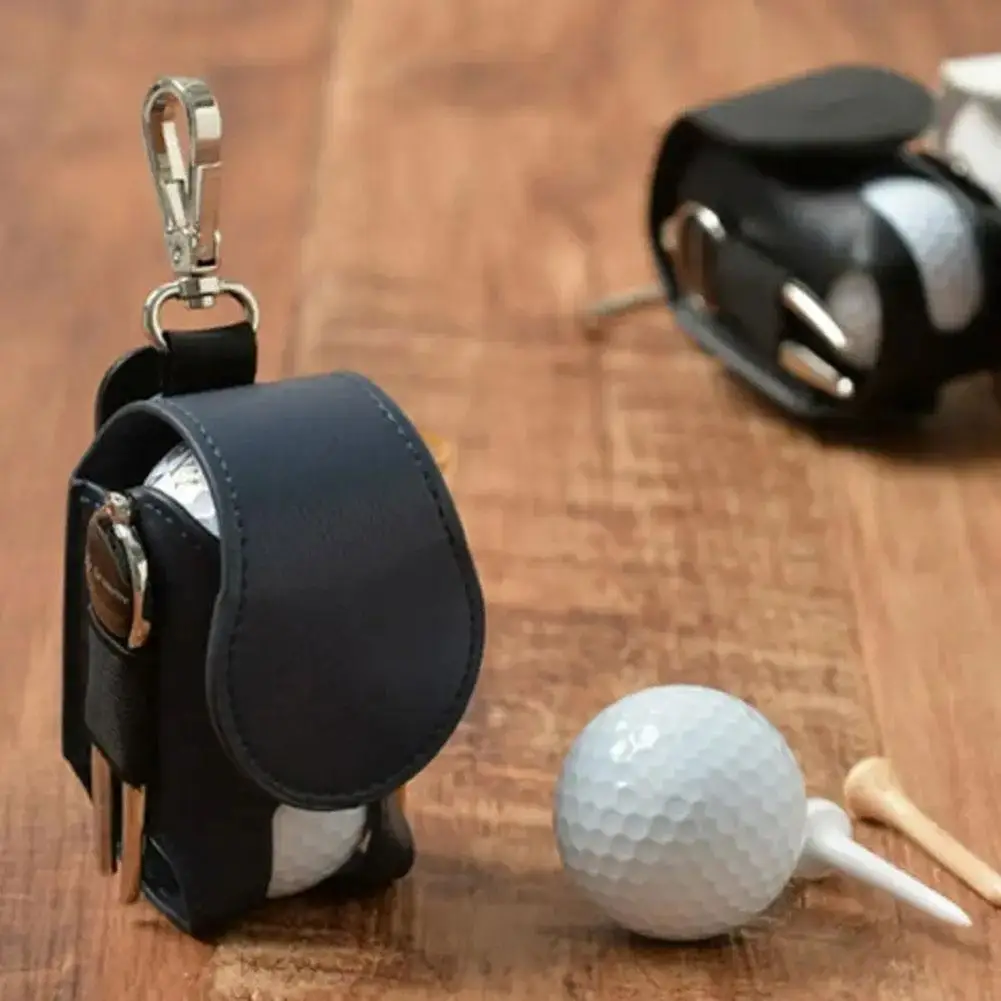 Portable Golf Ball Storage Pouch Golf Ball Waist Holder Bag Mini Pocket Container with Metal Buckle Leather Waist Golf Carrier