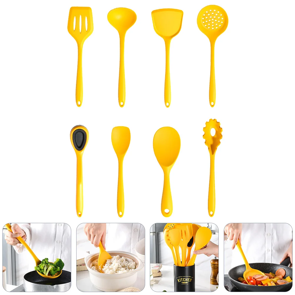 

1 Set Kitchen Non-stick Cooking Utensils Silicone Cooking Supplies (Yellow)