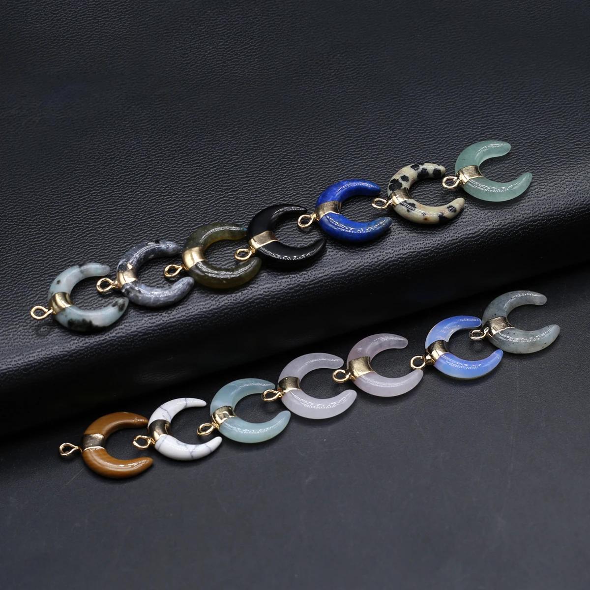 

10PCS Natural Semiprecious Stone Random Color Crescent Pendant 16x18mm Jewelry Making DIY Necklace Earrings Accessories Gift