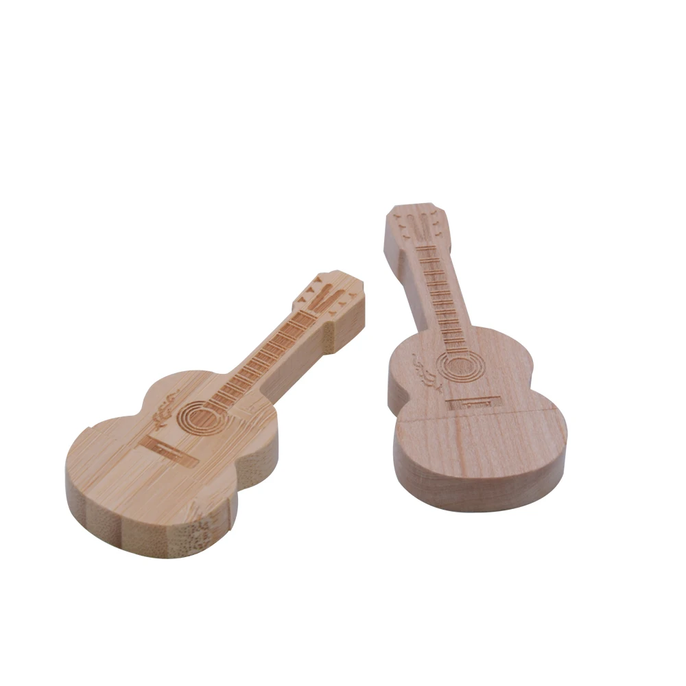 

10PCS/Lot Free Custom Logo Pen drive Guitar shaped USB flash drive Wooden Memory Stick Music Pendrive Creative gift 64GB 128GB