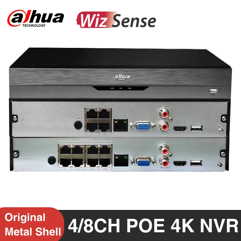 Dahua NVR4104HS-P-EI NVR4108HS-8P-EI WizSense 4K NVR 4 8-канальный видеорегистратор с POE IP-камера Умная