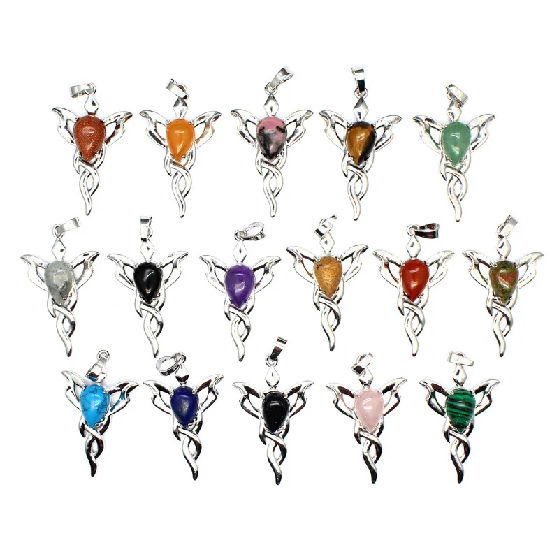 

1pcs Personality Natural Stone Angel Pendant Water Drop Type Red Grain Stone Jewelry