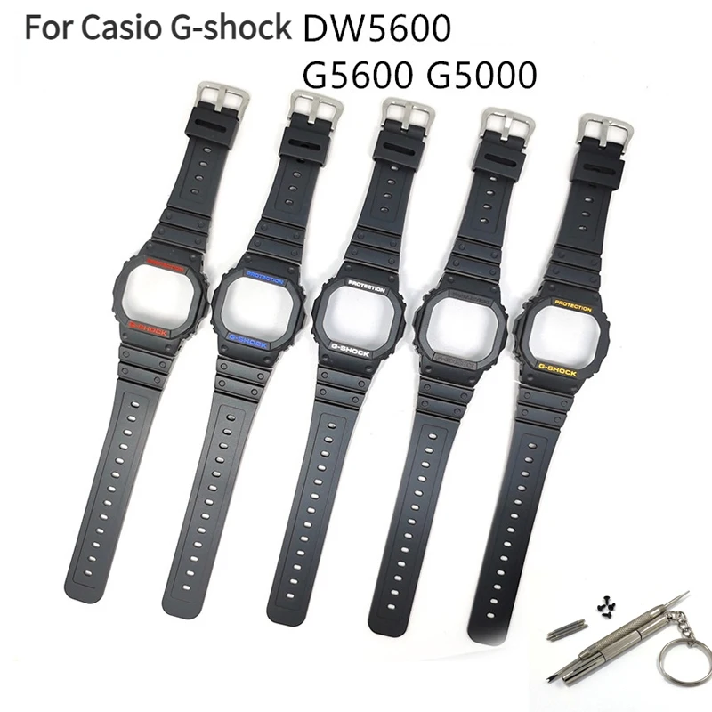 

Watch Protective Shell Band For Casio G-shock Dw5600 G5600 Resin Watch Strap Case Set Black Watch Bracelet Cover Accessories