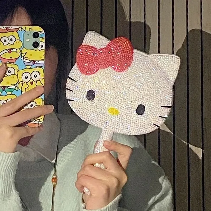 Зеркало косметическое с ручкой Hello Kitty портативное
