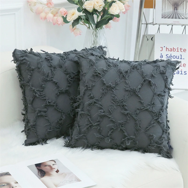 

Homaxy 1Pc Fashion Pillow Case For Sofa Furry Cushion Cover Luxury Home Decorative Plaid Pillowcase 30x50 45x45 50x50CM For Bed