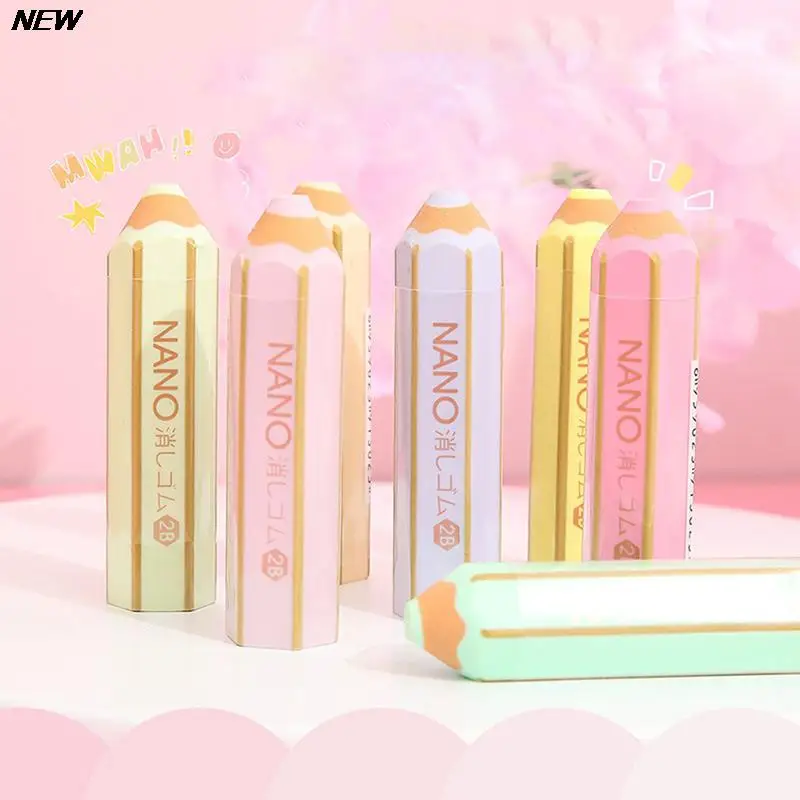 

1PC Pencil Shape Rubber Eraser Cute Writing Drawing Rubber Pencil Eraser Stationery For Kids Gifts School Supplies Writing Tools