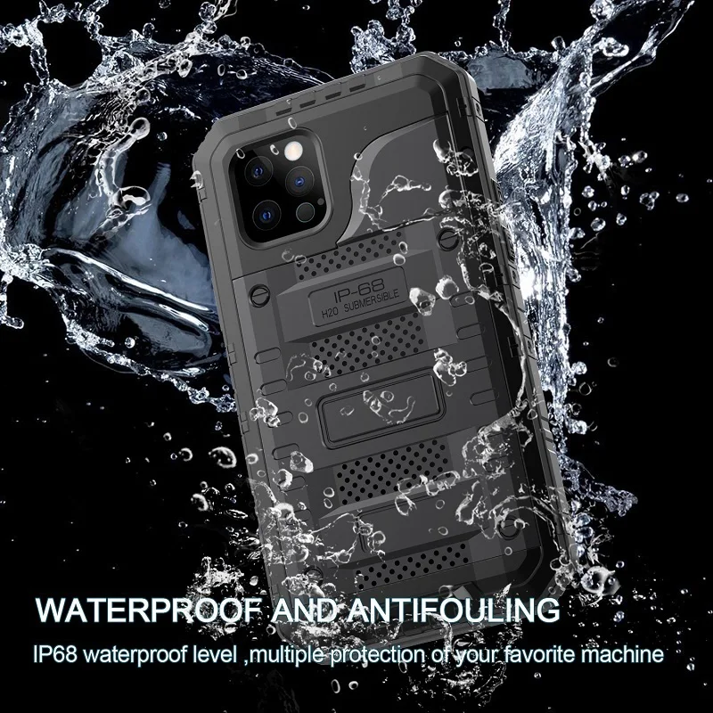 

Z-SHOW роскошный армированный водонепроницаемый металлический чехол для Iphone Apple 14 13 12 Pro Max HD стекло объектива 360 полная защита чехол Funda Coque